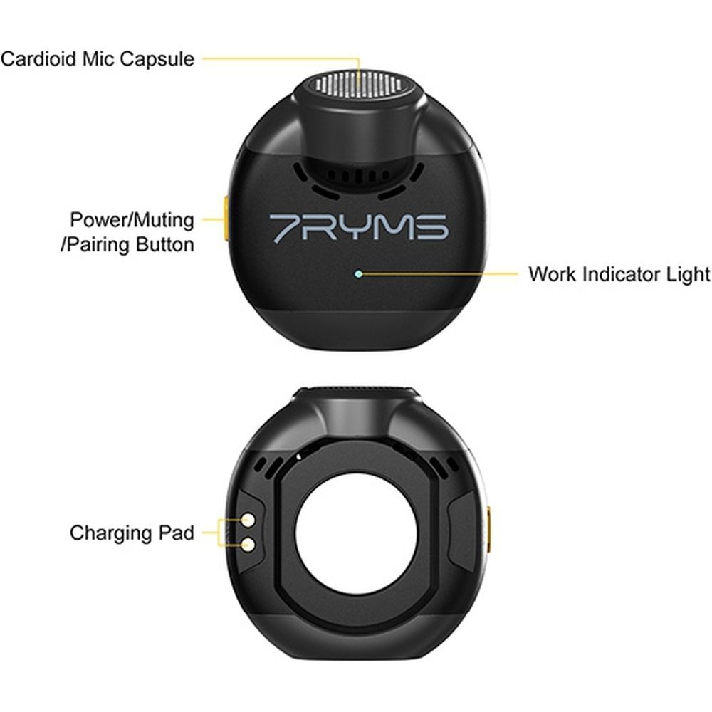 7Ryms Enceinte de Présentation avec Microphone sans Fil - Noir