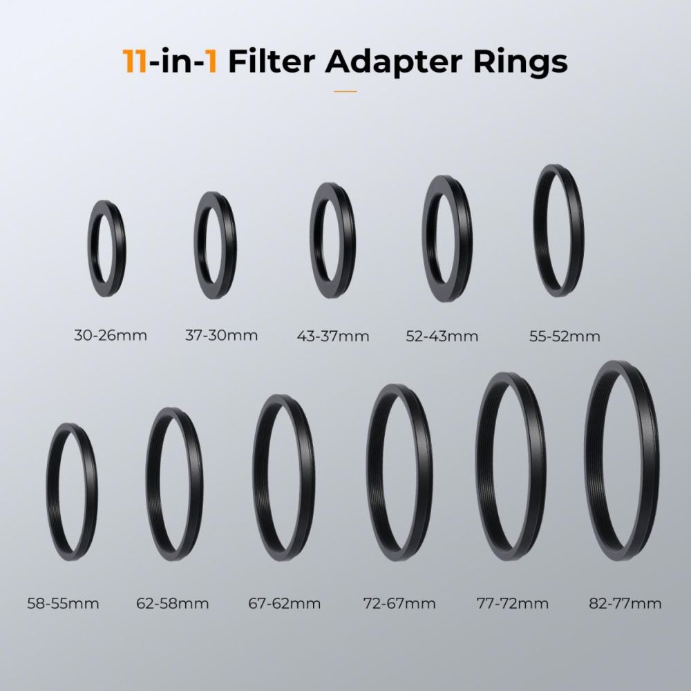K&F Concept Step Down Ring Set 11-teilig (26-82mm)