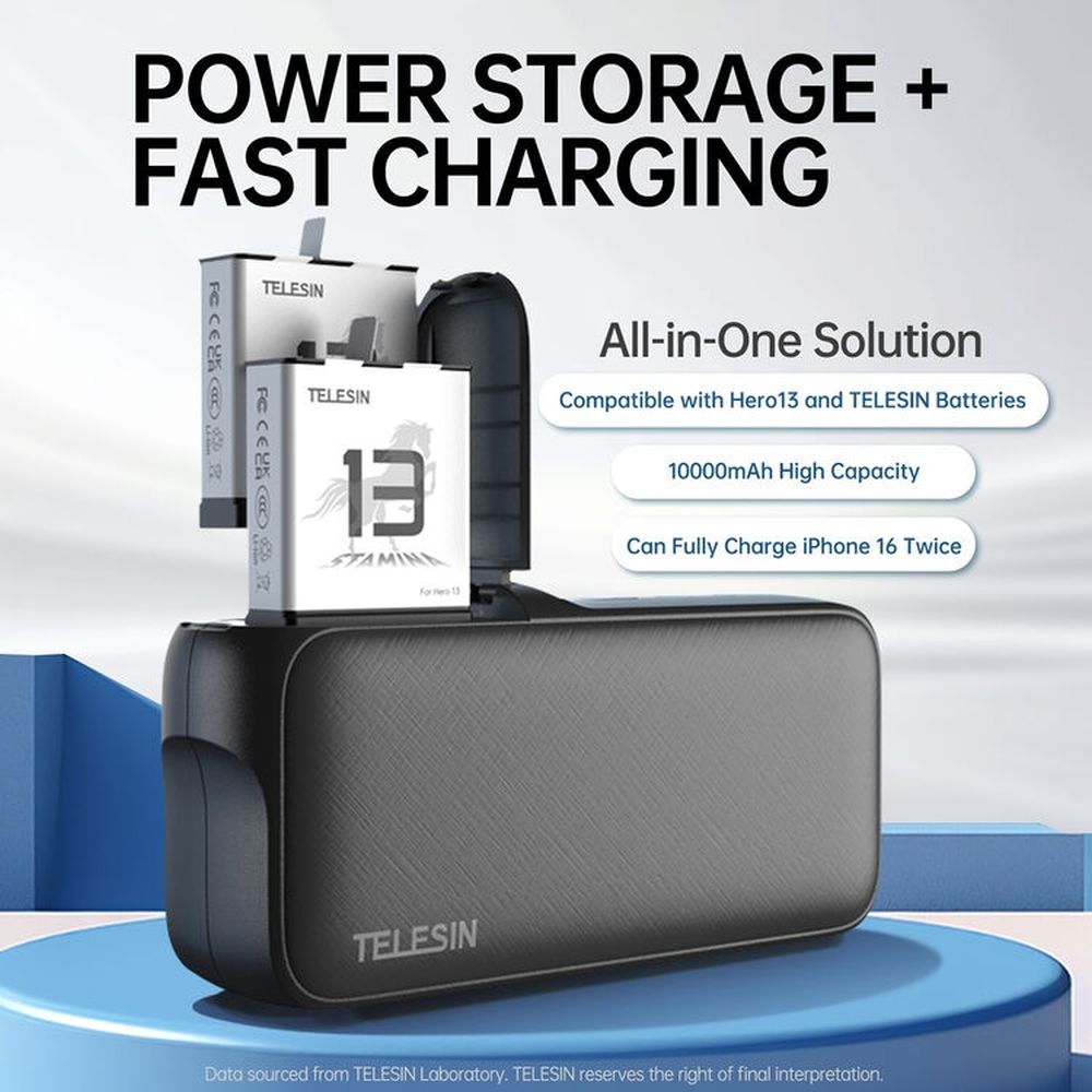 Telesin 10 000 mAh Batterie externe pour Batteries GoPro 13 - 20 W