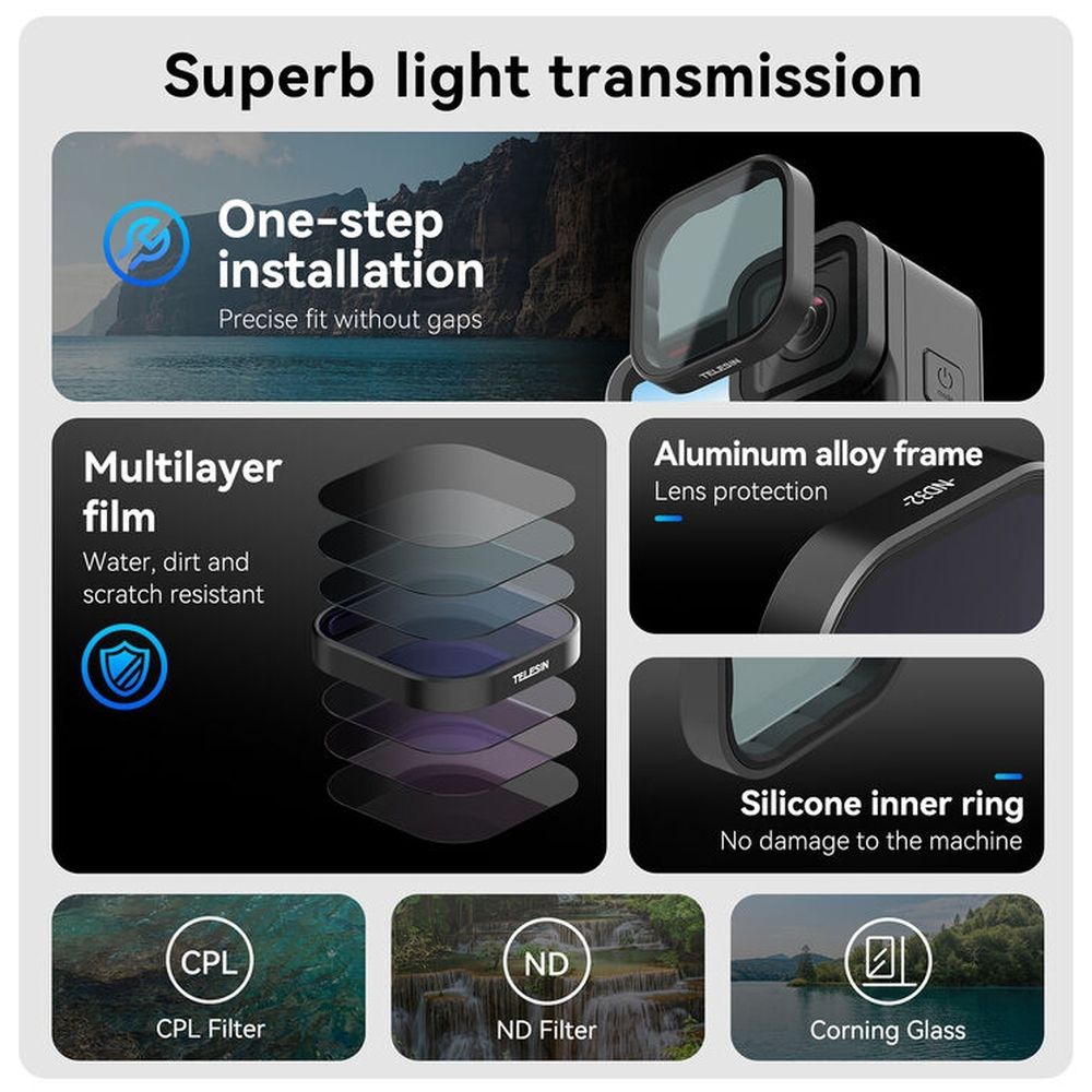 Telesin ND64 Filtre d'objectif pour GoPro Hero 13