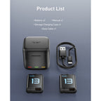 Telesin Boîtier de chargeur de batterie + 2 Batteries pour GoPro Hero 13