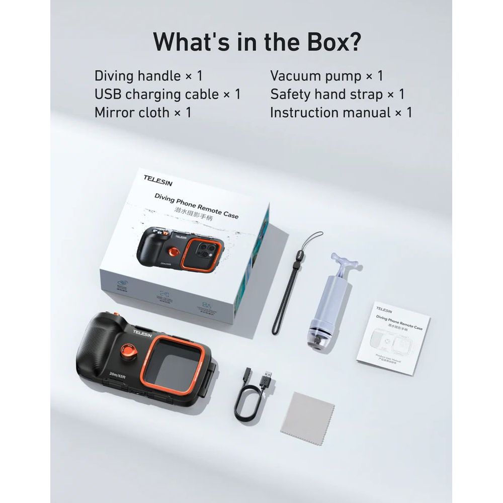 Telesin Étui de plongée pour smartphone avec boutons et pompe à vide