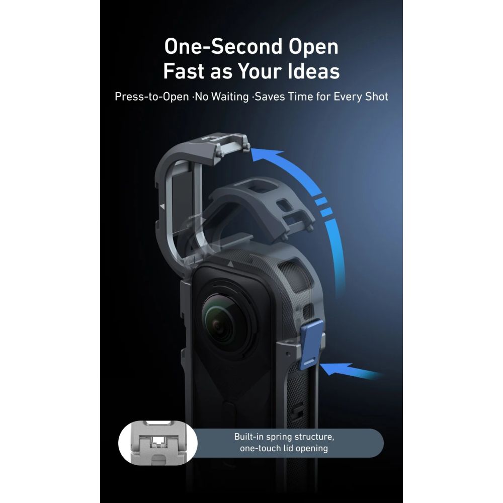 Telesin Cage métallique pour Insta360 X5 avec cache d'objectif