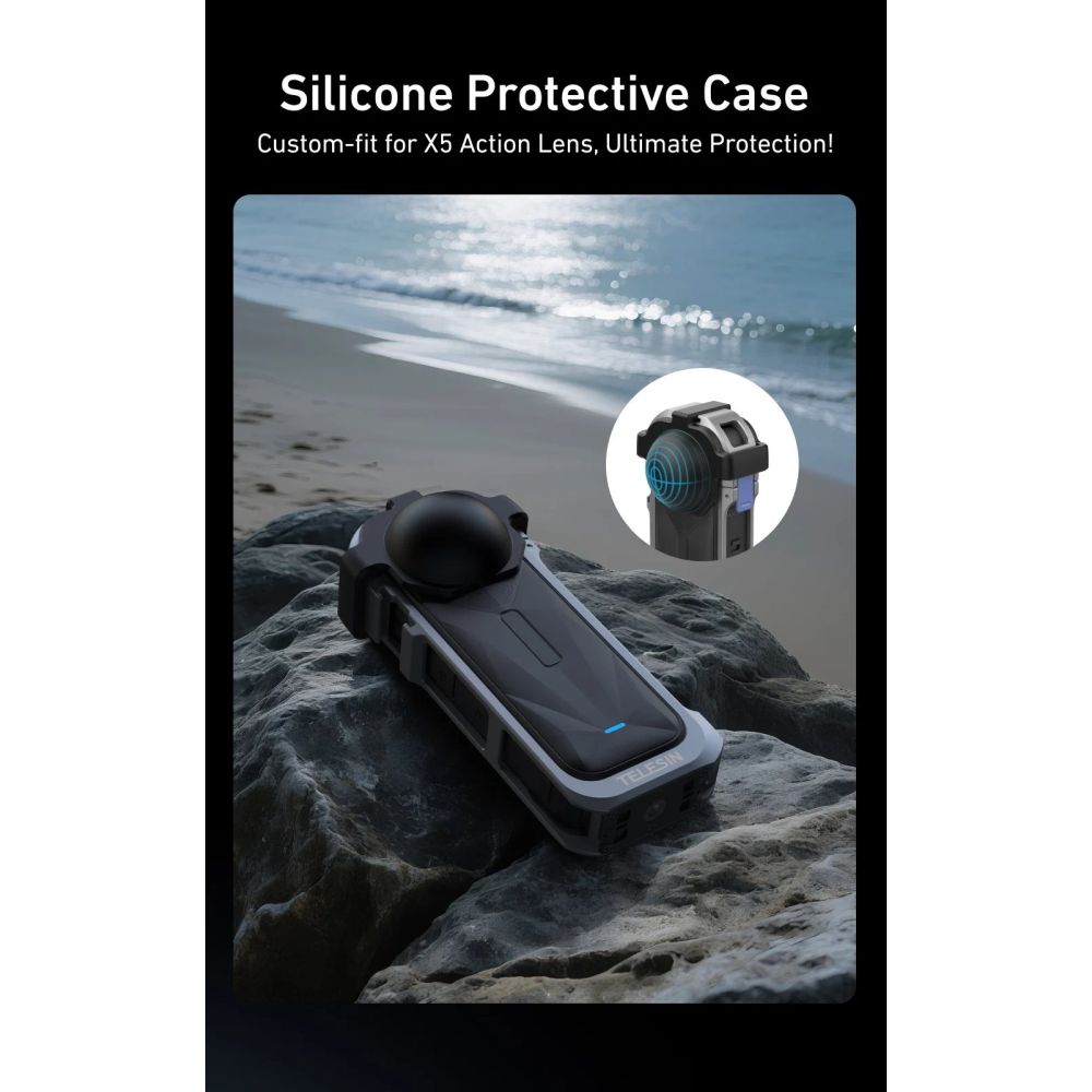 Telesin Cage métallique pour Insta360 X5 avec cache d'objectif