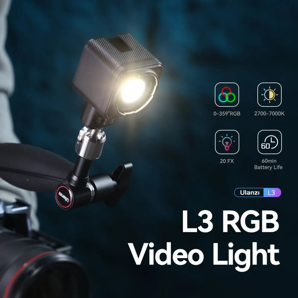 Ulanzi L3 RGB Cube Video Light with accessories