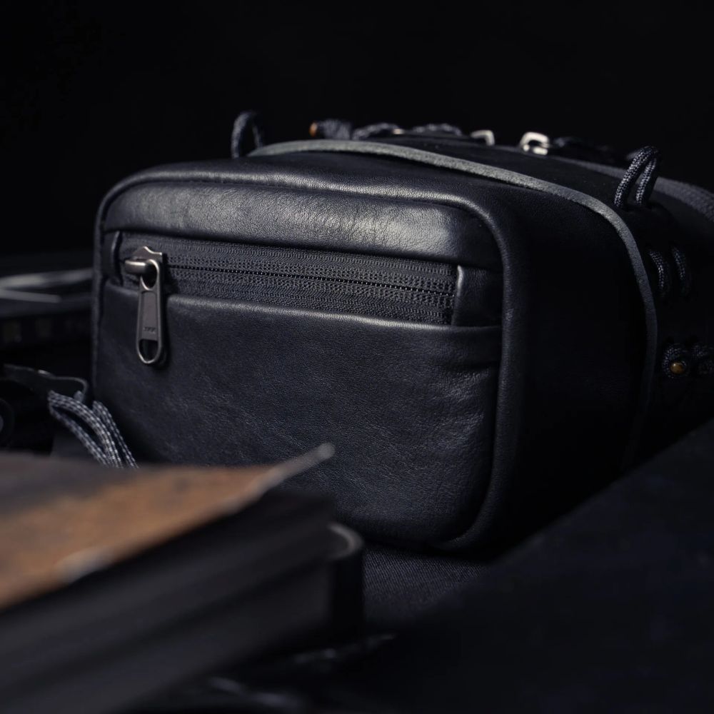 Wotancraft Pochette portable taille L, cuir noir