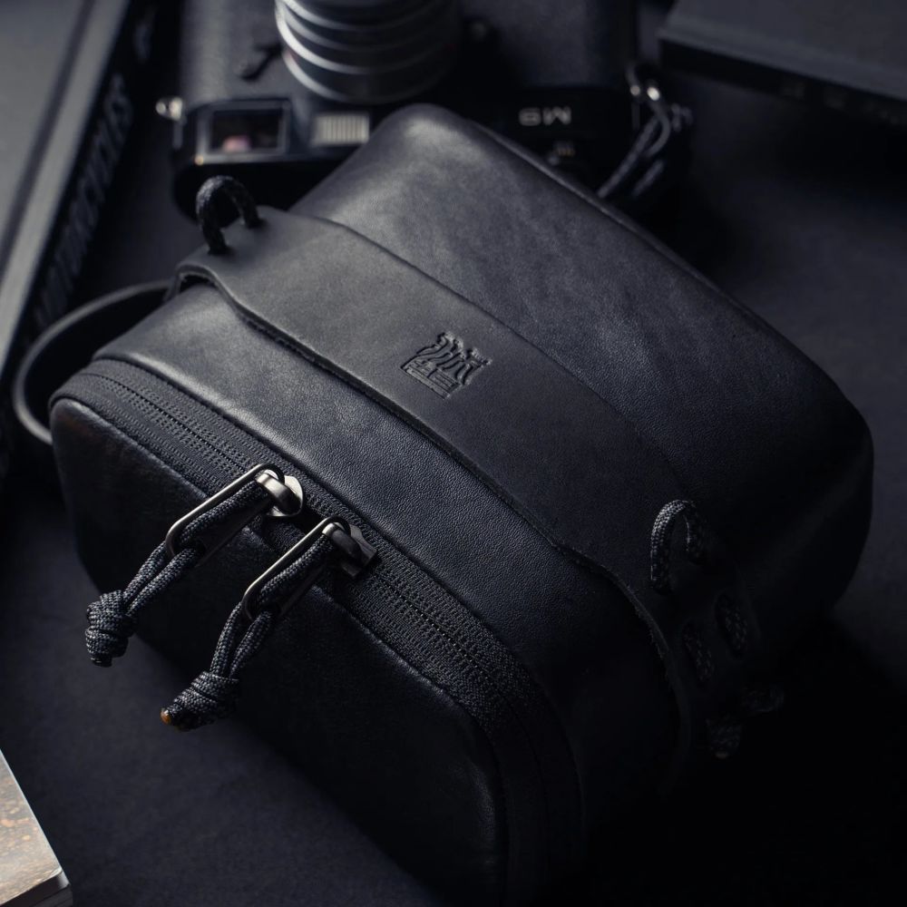 Wotancraft Pochette portable taille L, cuir noir