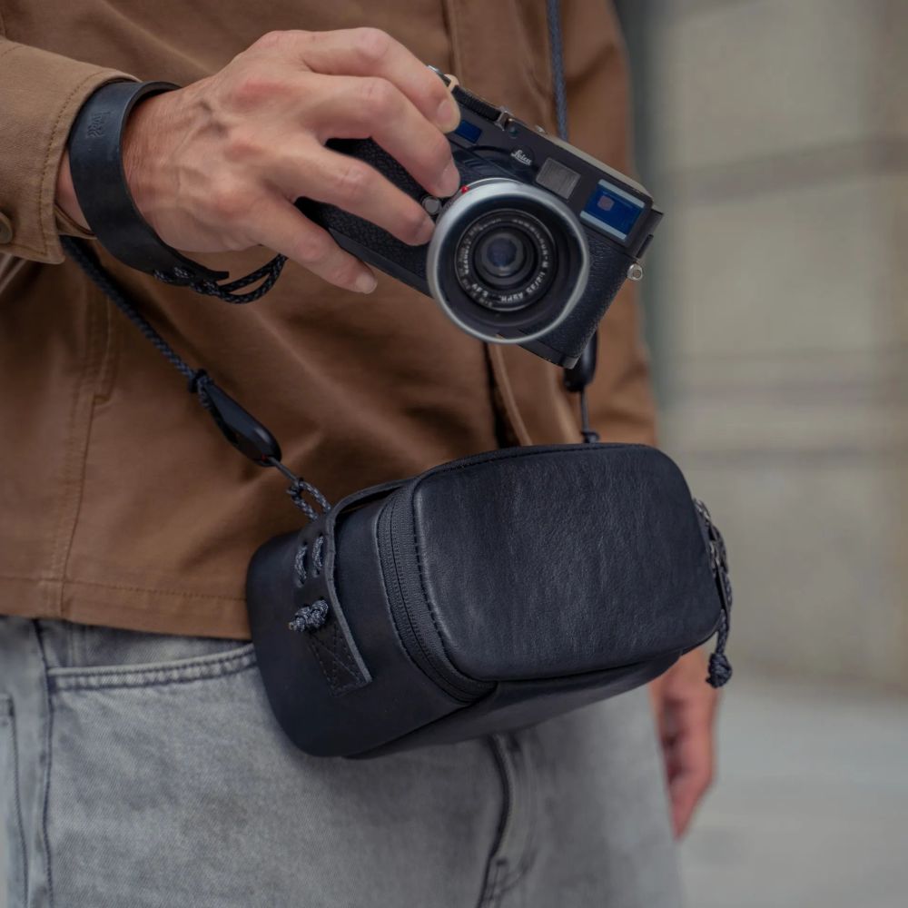 Wotancraft Pochette portable taille L, cuir noir