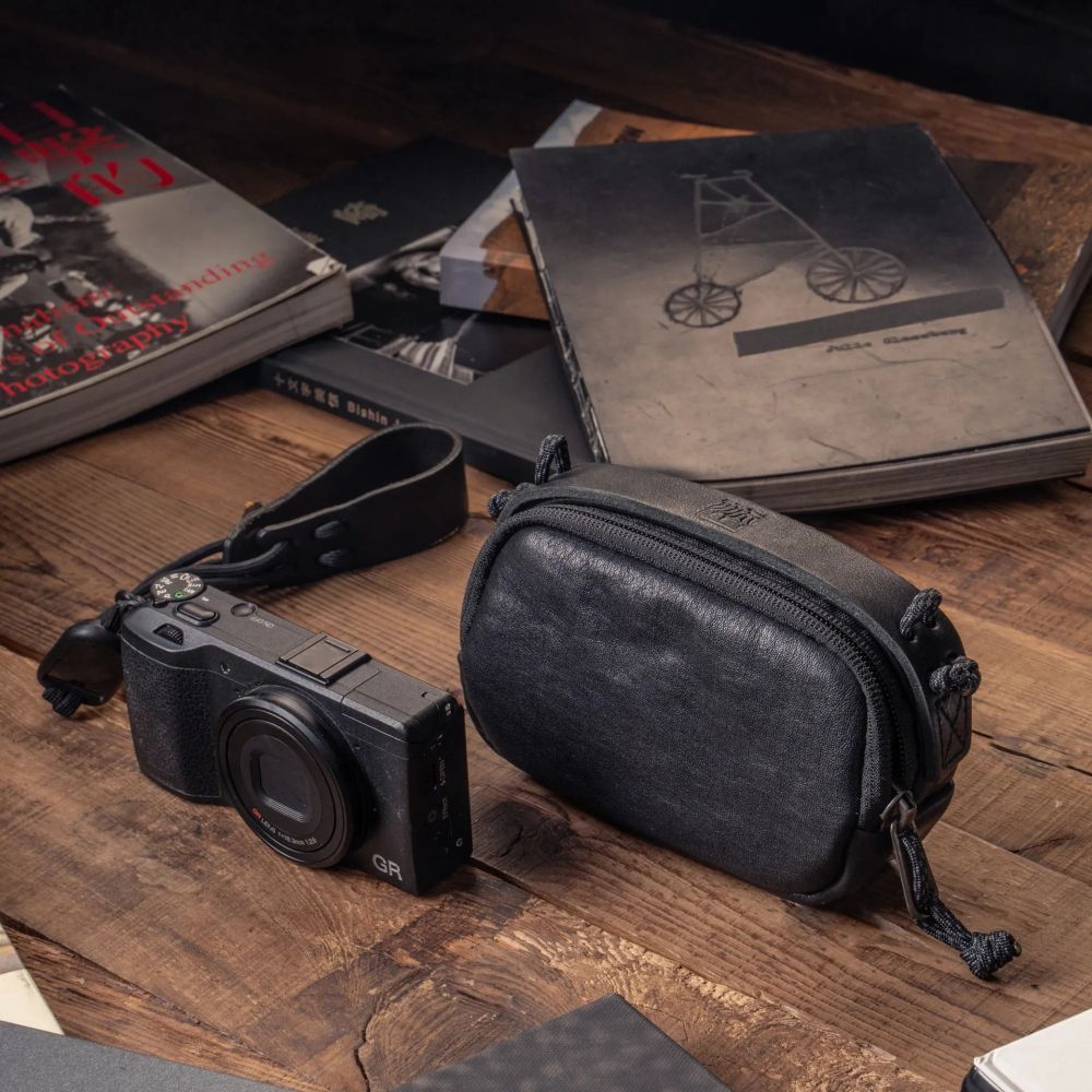 Wotancraft Pochette portable taille S, cuir noir