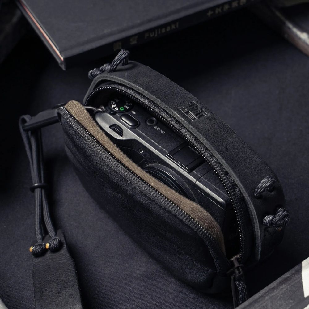Wotancraft Pochette portable taille S, cuir noir