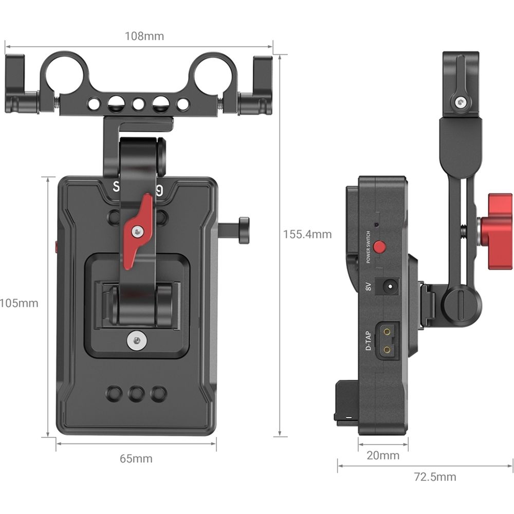 SmallRig 3499B V-Mount-Akkuadapterplatte (Basisversion) mit Verlängerungsarm