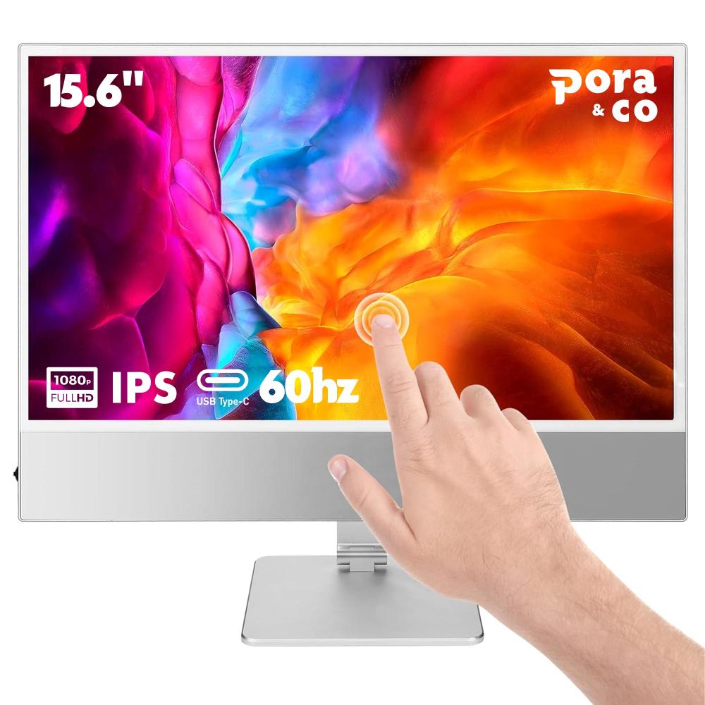 Pora&Co Moniteur portable 15,6 pouces avec écran tactile + support