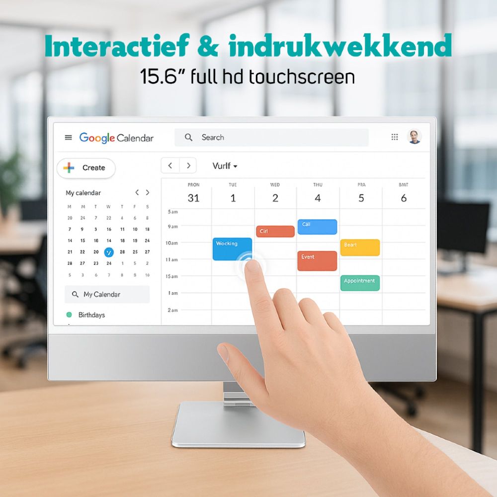 Pora&Co Moniteur portable 15,6 pouces avec écran tactile + support