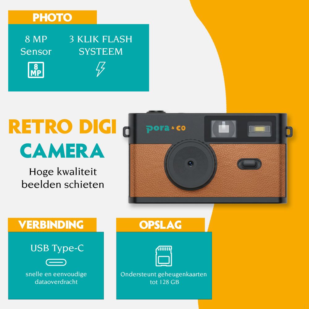 Pora&Co Digitalkamera Retro Braun