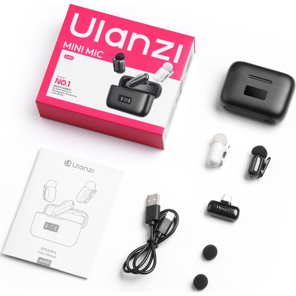 Ulanzi A200 Mini Mic Microphone sans Fil USB-C - Noir/Blanc
