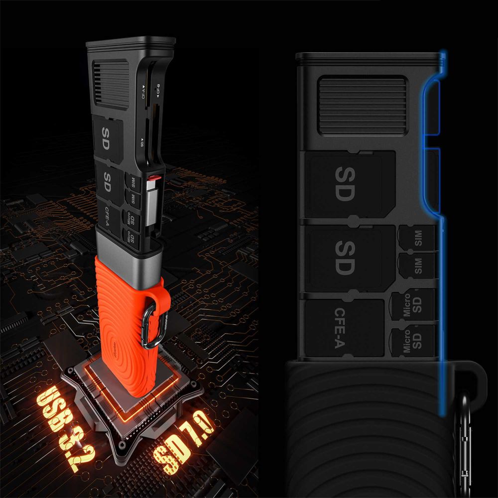 Leofoto Hochgeschwindigkeits-CF-A/CF-B/SD/MicroSD-Kartenleser – schwarz