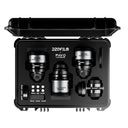DZOFilm Pavo 2x Kit de 3 objectifs anamorphiques 65mm/180mm T2.8, 135mm T2.5 - Revêtement neutre - Monture PL&EF (mètre)