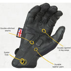 Dirty Rigger Gants en Cuir Poignée 3.0 à doigts complets, taille L