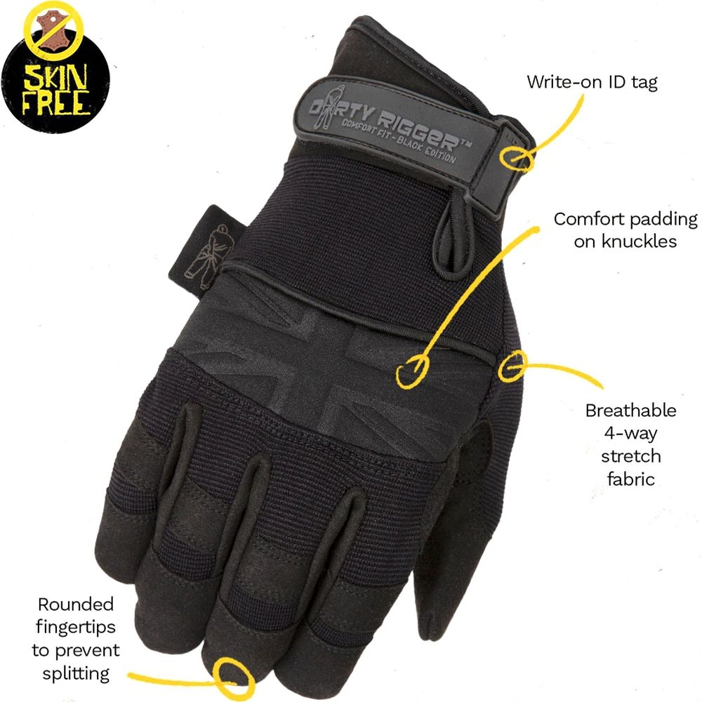 Dirty Rigger Comfort Fit Riggerhandschuh, Black Edition L