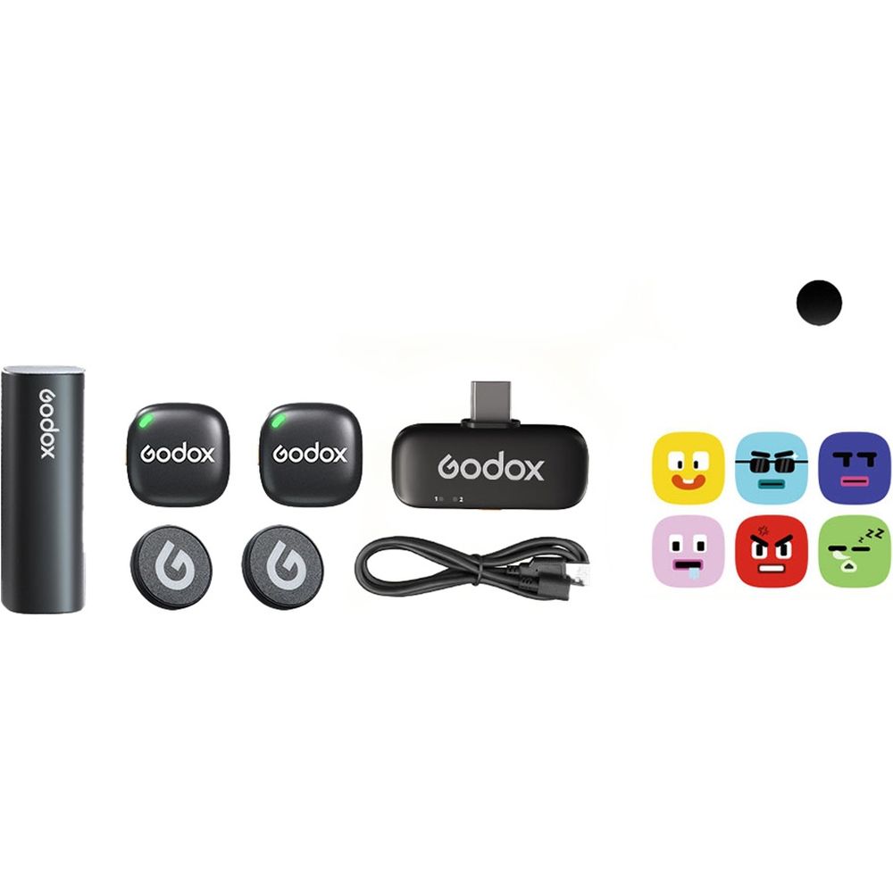 Godox C01 Kit 2 2,4 GHz Système de Microphone sans Fil Noir