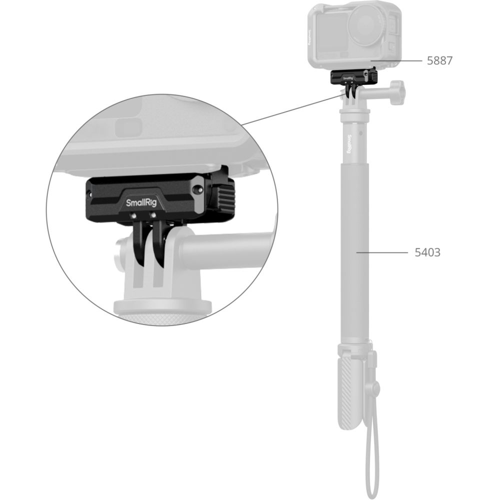 SmallRig 5890 Bidirectional Quick Release Folding Adapter Mount with 2-Prong Mount and 1/4"-20 Threaded Hole