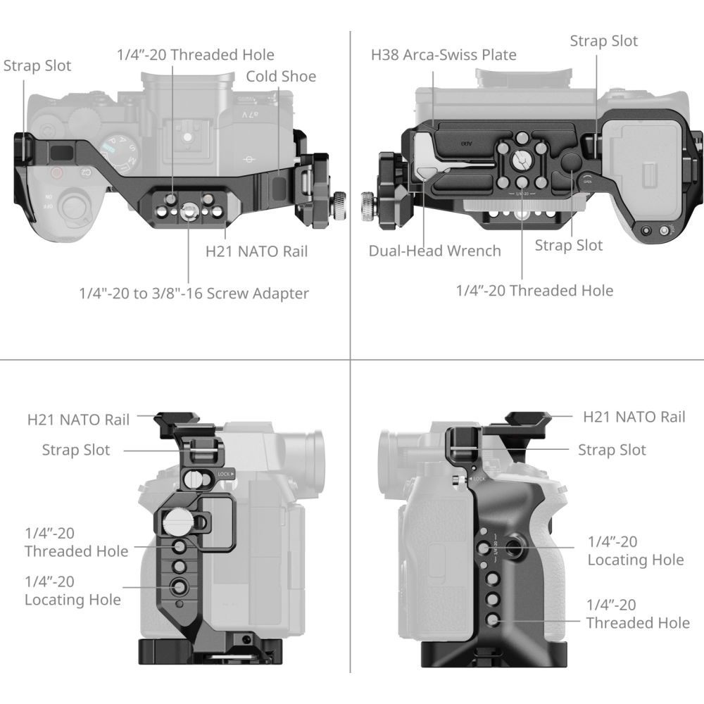 SmallRig 6028 Advanced Kit de cage « HawkLock » pour Sony Alpha 7 V / 7R V / 7 IV