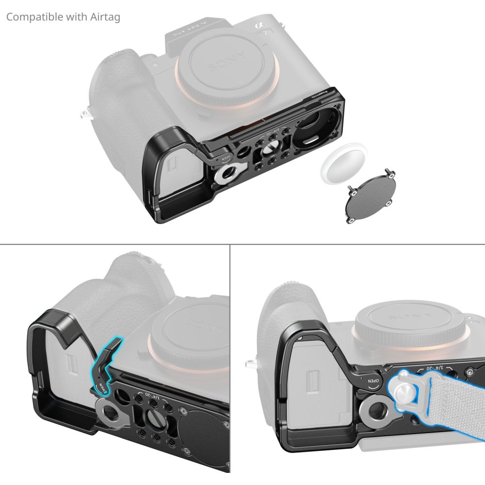 SmallRig 6033 Plaque de base avec emplacement pour AirTag pour Sony Alpha 7 V / 7R V / 7 IV