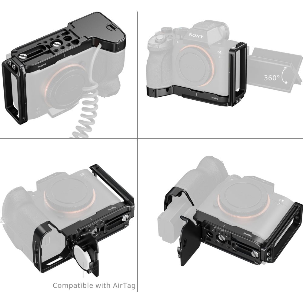 SmallRig 6034 Plaque de Montage en L avec Emplacement pour AirTag pour Sony Alpha 7 V / 7R V / 7 IV