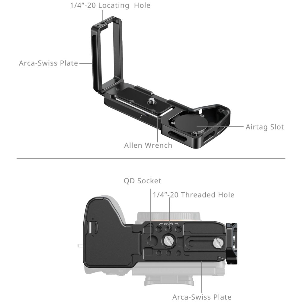 SmallRig 6034 Plaque de Montage en L avec Emplacement pour AirTag pour Sony Alpha 7 V / 7R V / 7 IV