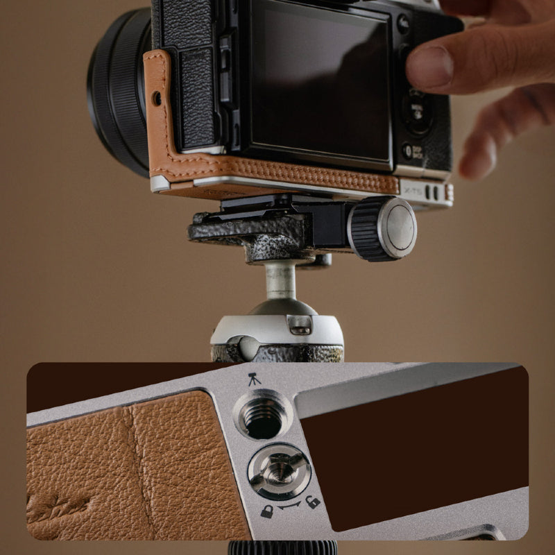 PGYTECH Cuir Appareil Photo Étui pour Fujifilm X-S20 – Clay Marron