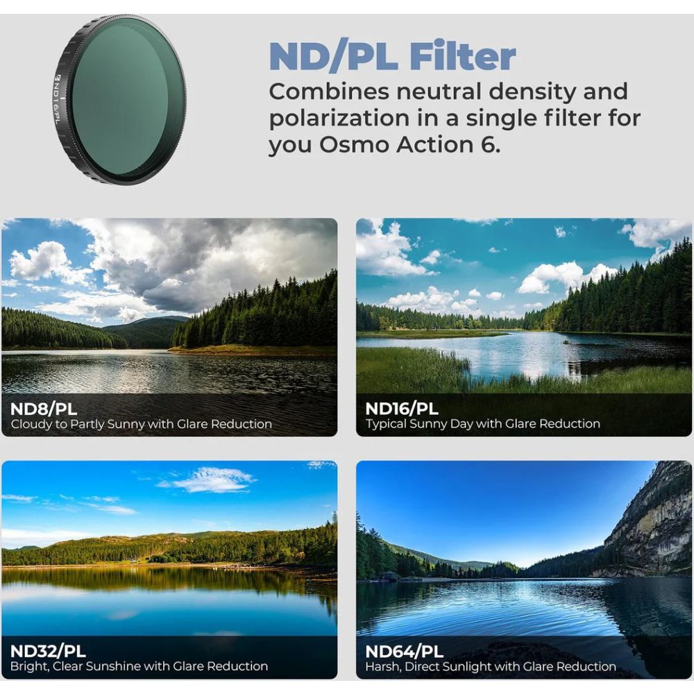 Freewell Filtres pour DJI Osmo Action 6 - Journée ensoleillée - Lot de 4