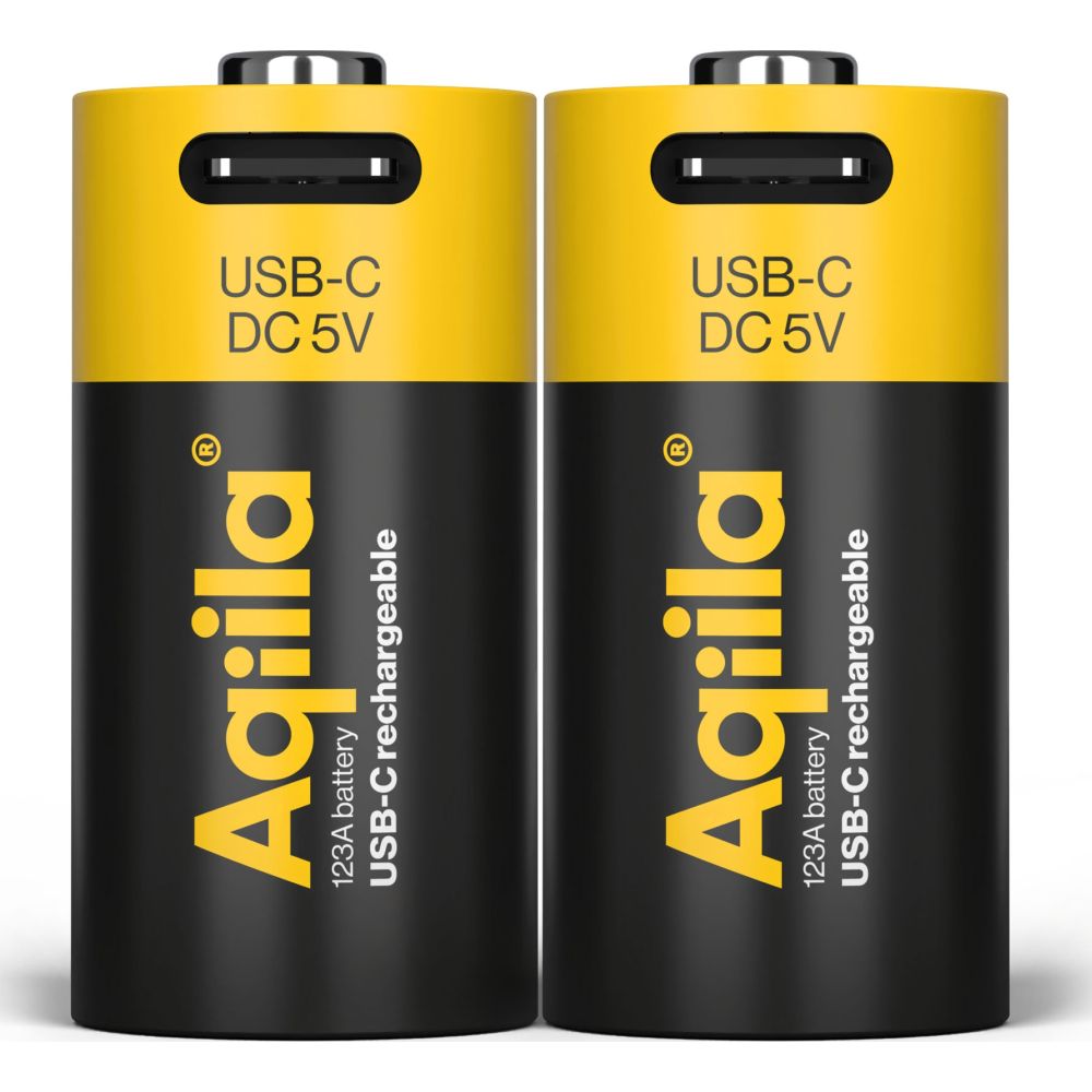 Aqiila CR123A USB-C Batterie Rechargeable 3V 750mAh Li-Ion (2x)