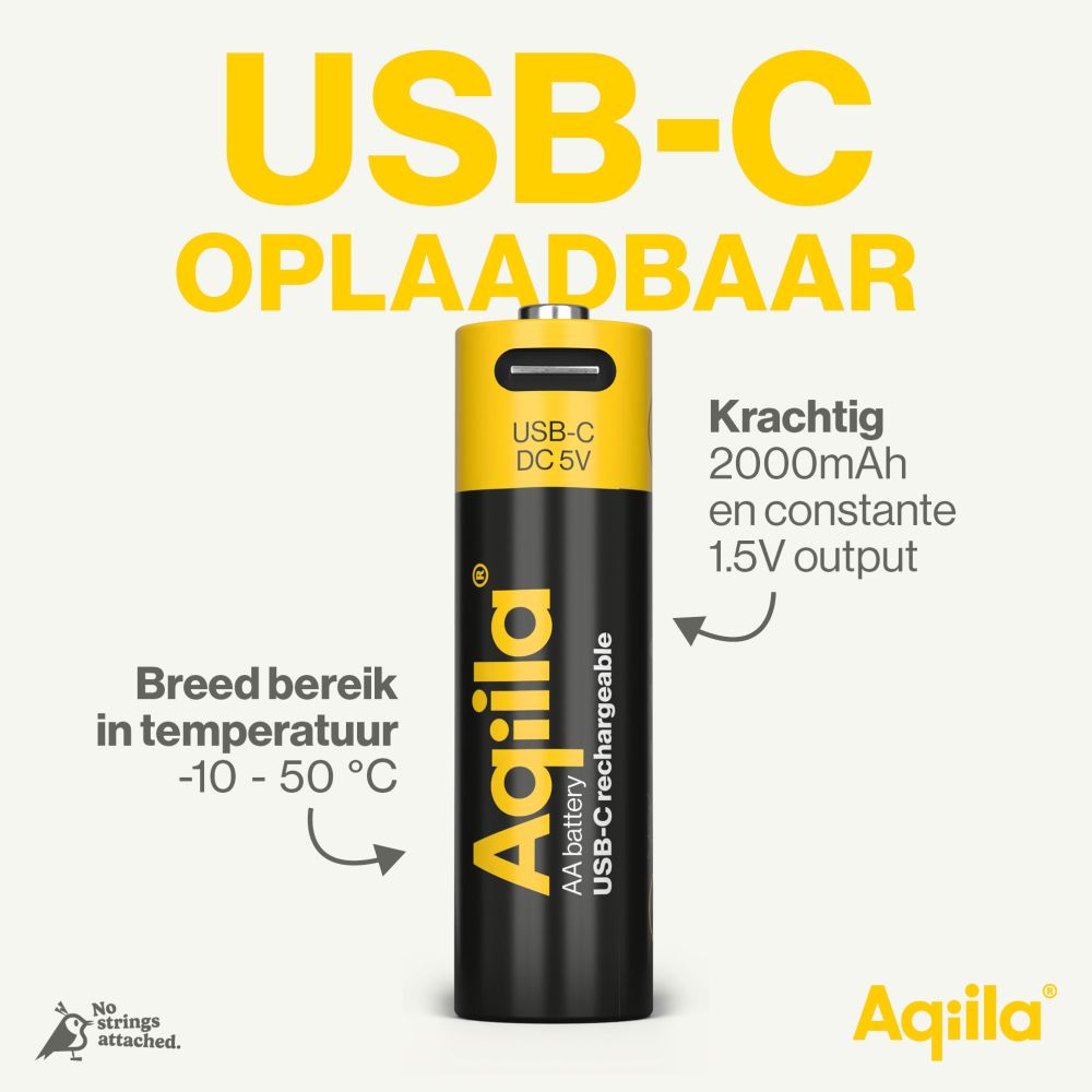 Aqiila AA USB-C Akku 1,5 V 2000 mAh Li-Ion (4x)