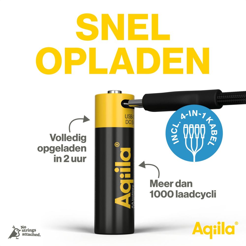 Aqiila AA USB-C Akku 1,5 V 2000 mAh Li-Ion (4x)