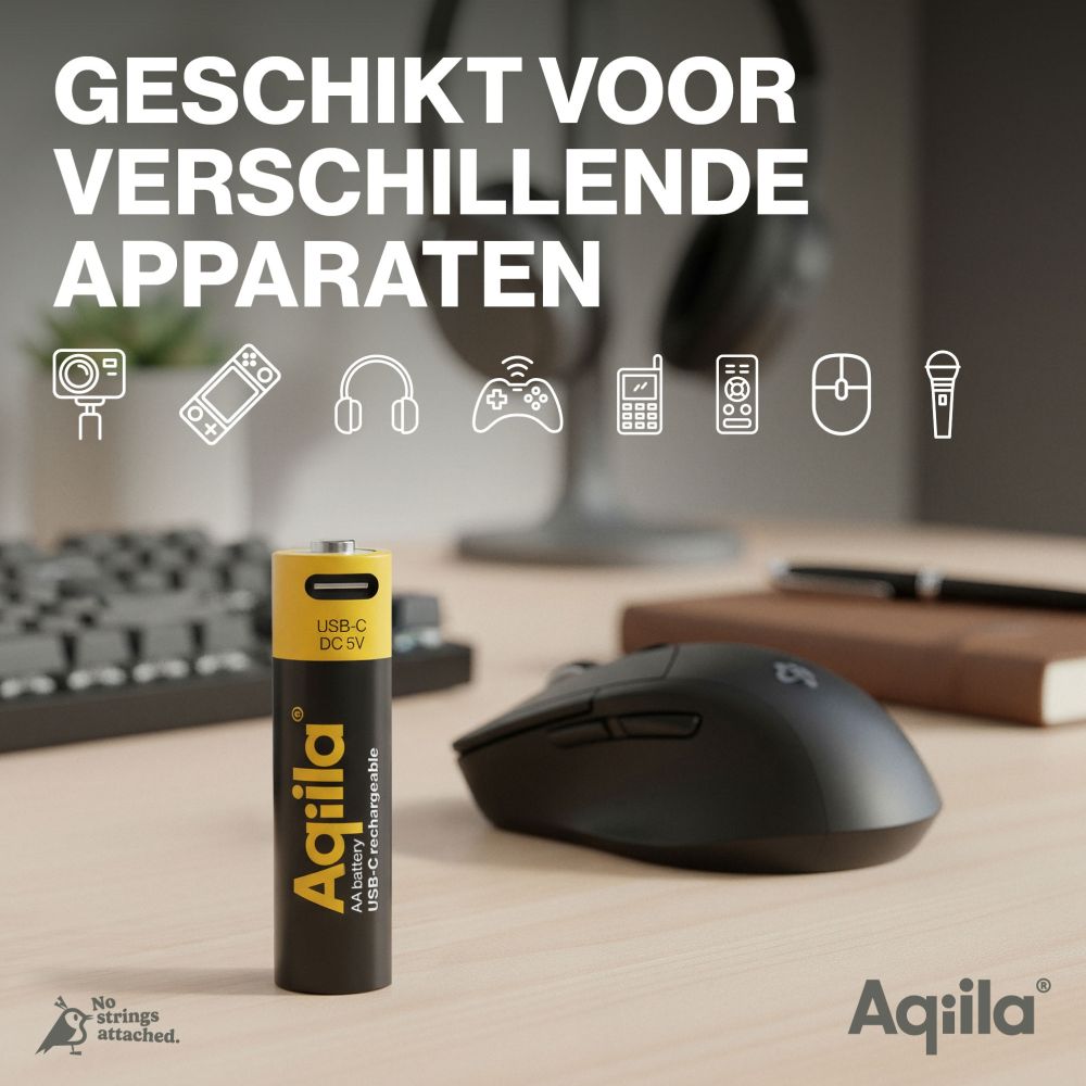 Aqiila AA USB-C Akku 1,5 V 2000 mAh Li-Ion (4x)