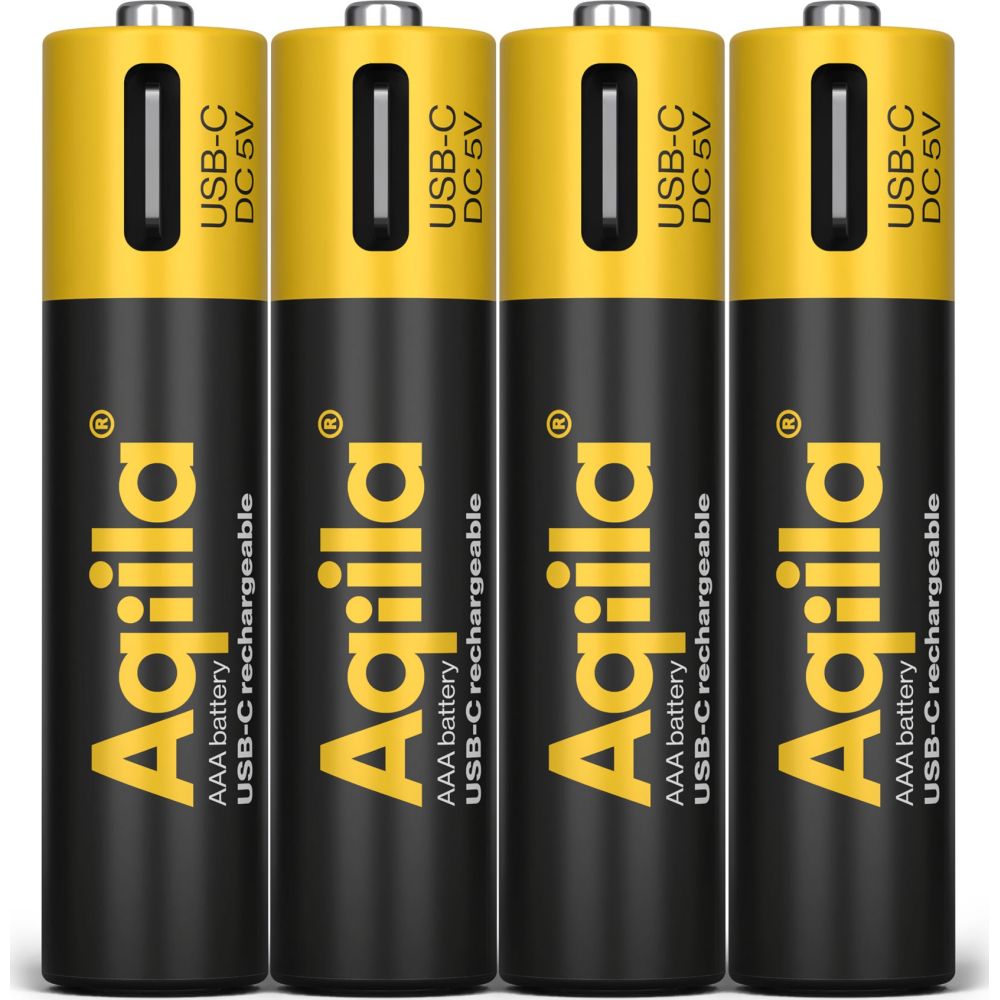 Aqiila AAA USB-C Piles rechargeables 1,5 V 600 mAh Li-Ion (x4)