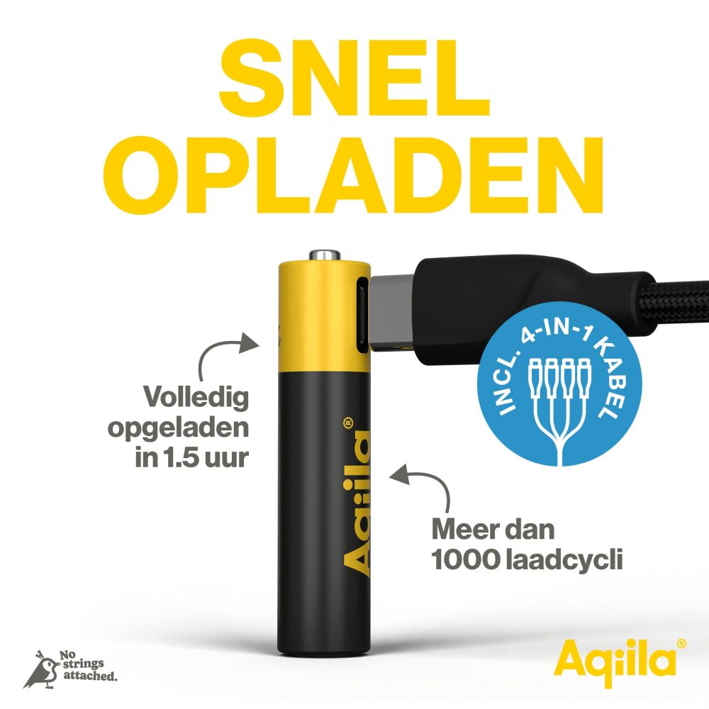 Aqiila AAA USB-C Piles rechargeables 1,5 V 600 mAh Li-Ion (x4)