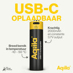 Aqiila 18650 USB-C Batterie Rechargeable 3,7 V 2000 mAh Li-Ion (1x)