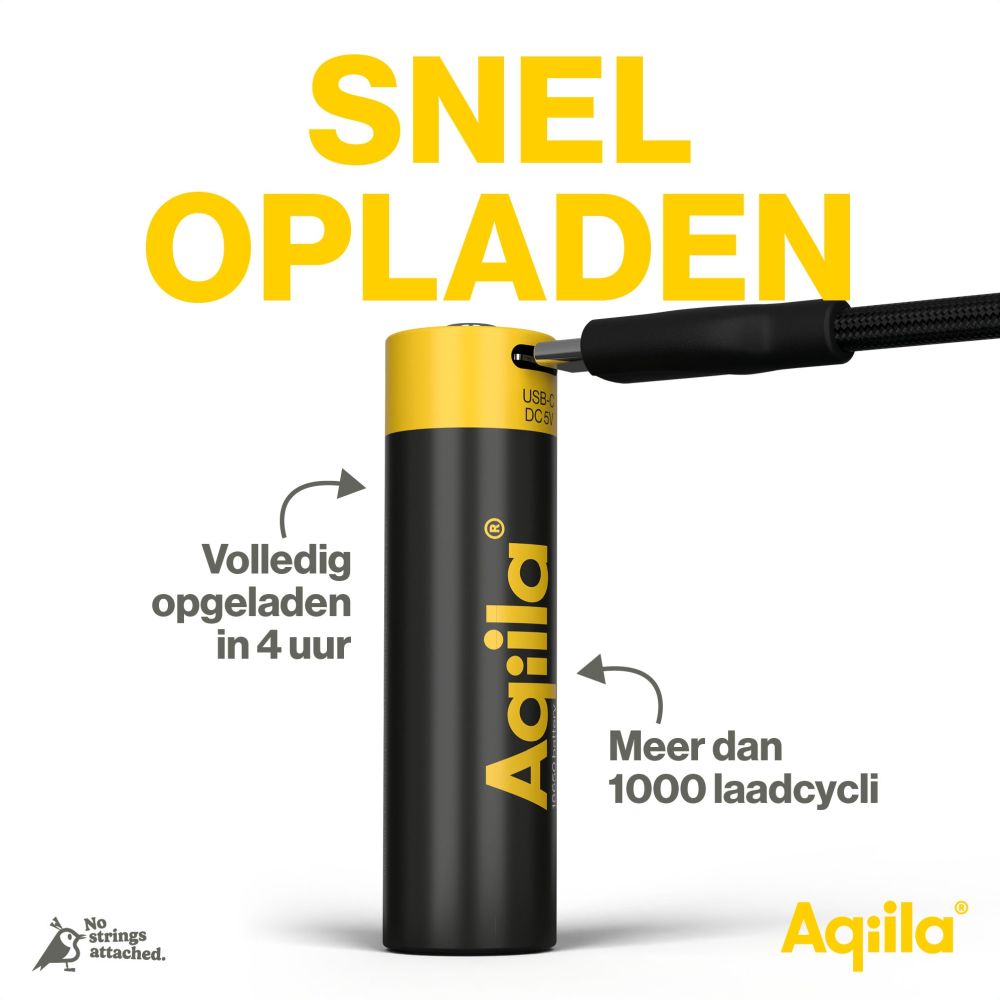 Aqiila 18650 USB-C Batterie Rechargeable 3,7 V 2000 mAh Li-Ion (1x)