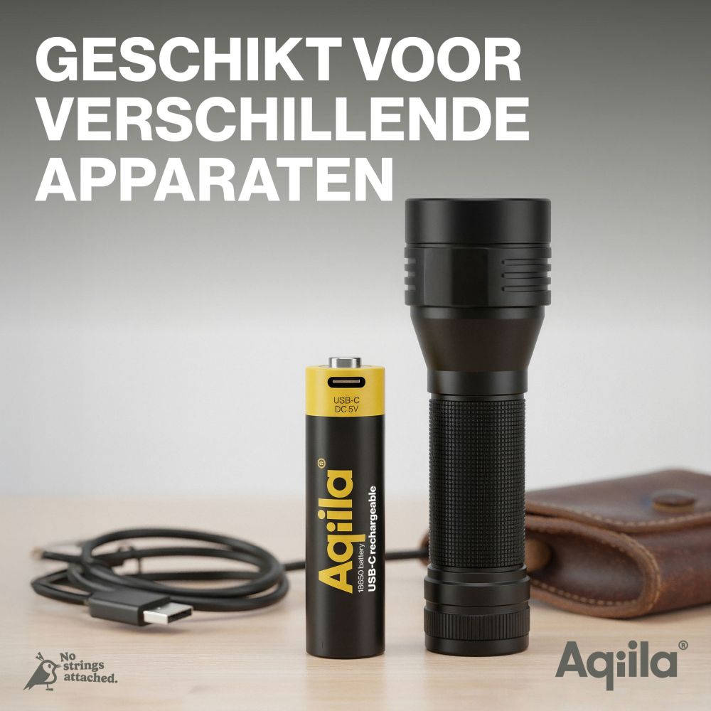 Aqiila 18650 USB-C Batterie Rechargeable 3,7 V 2000 mAh Li-Ion (1x)