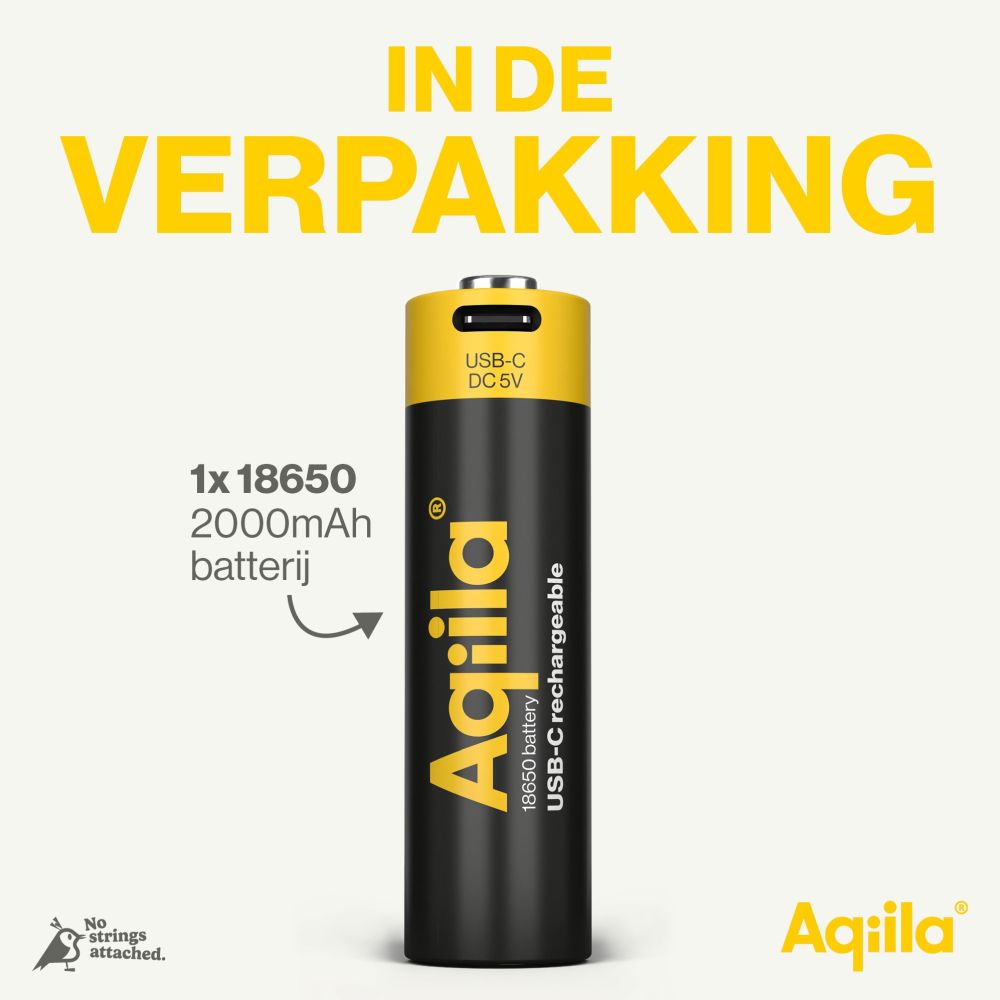 Aqiila 18650 USB-C Batterie Rechargeable 3,7 V 2000 mAh Li-Ion (1x)
