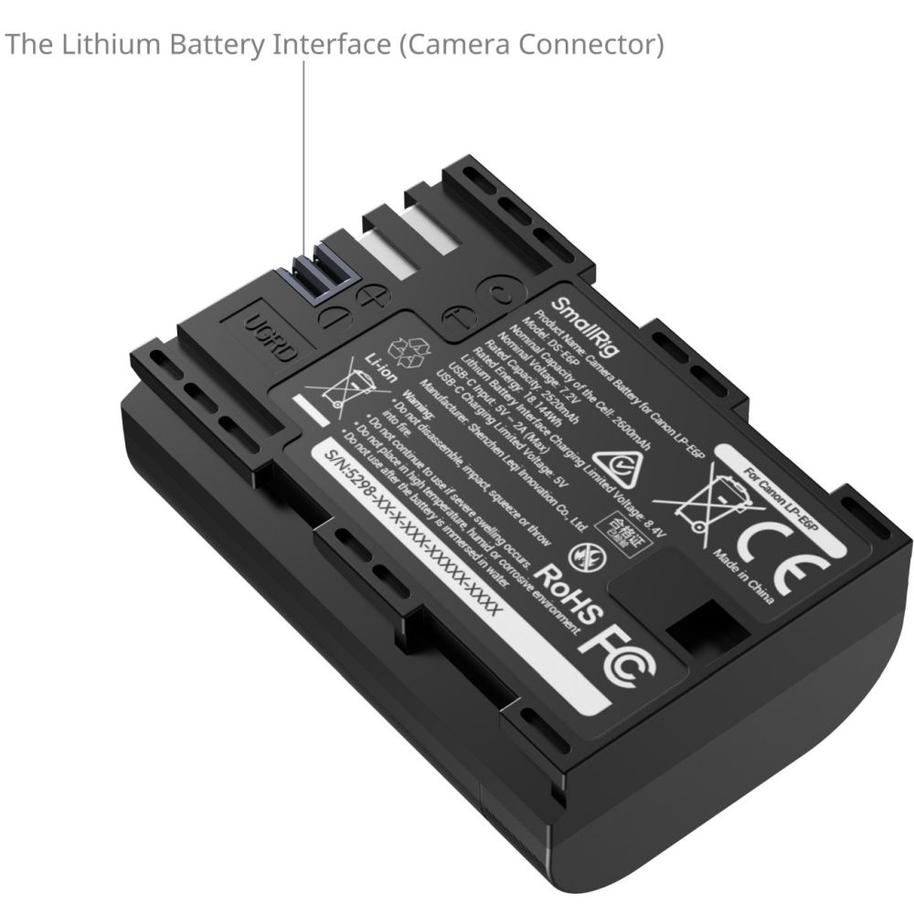 SmallRig 5298 Canon LP-E6P USB-C Kameraakku mit Leistungsanzeige