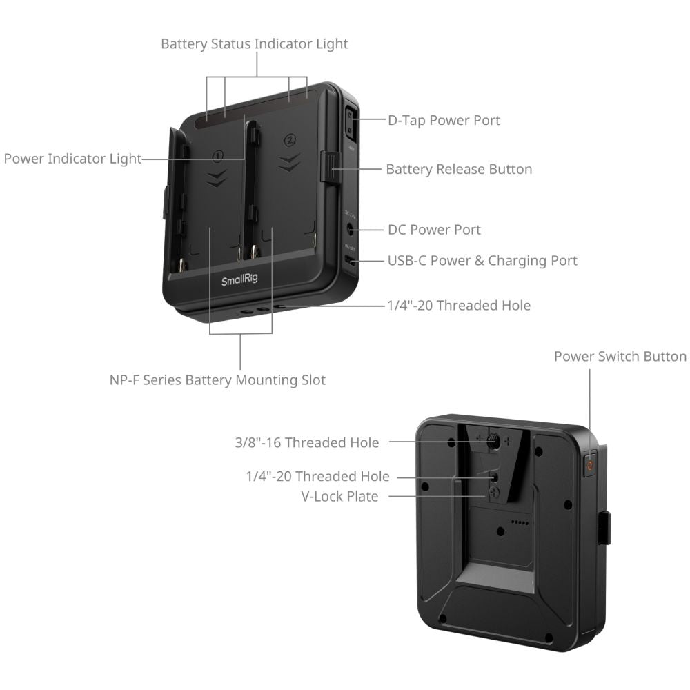 SmallRig 5536 Adapterplatte für NP-F-Batterien (unterstützt USV)