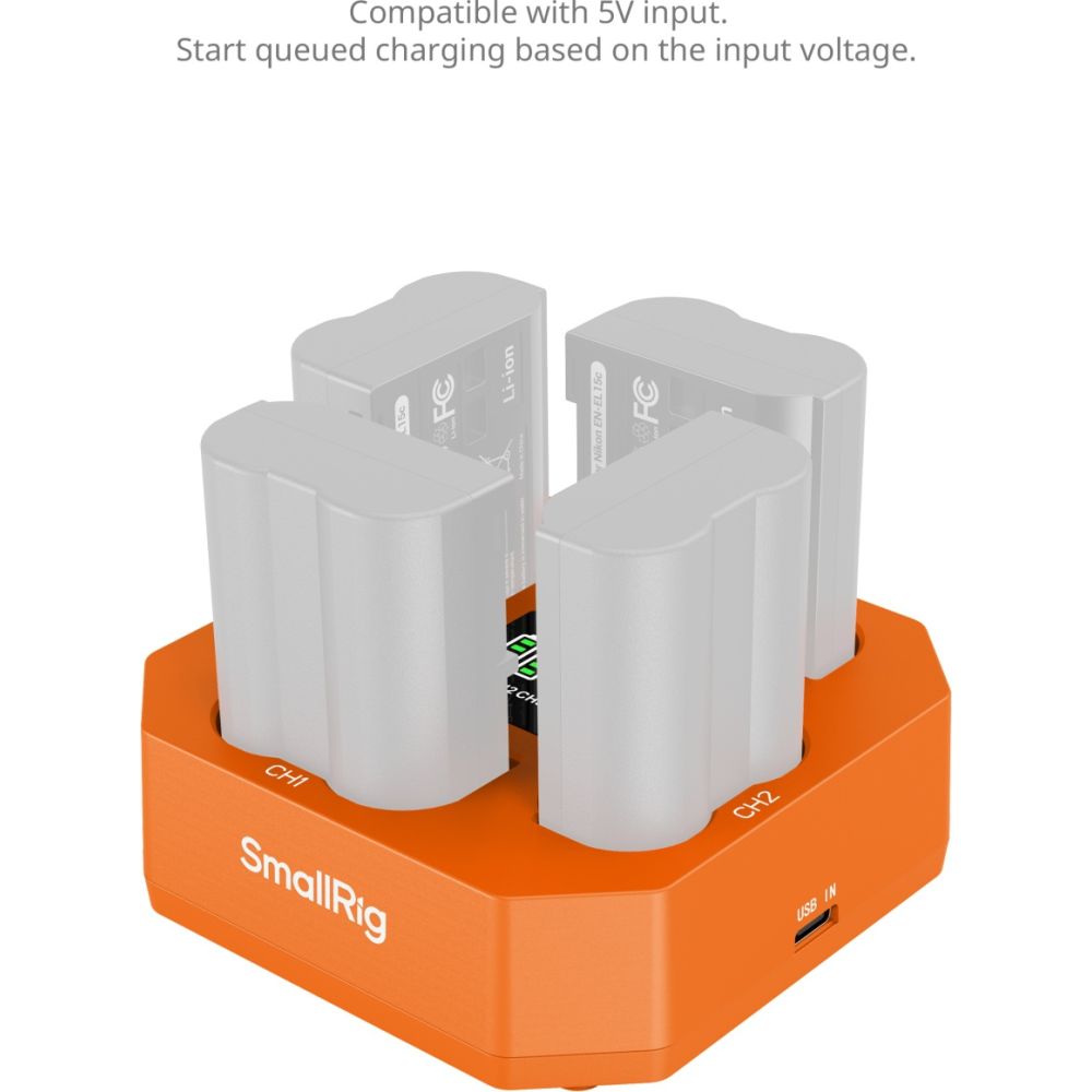 SmallRig 5747 Chargeur de batterie à quatre canaux pour caméra EN-EL15c