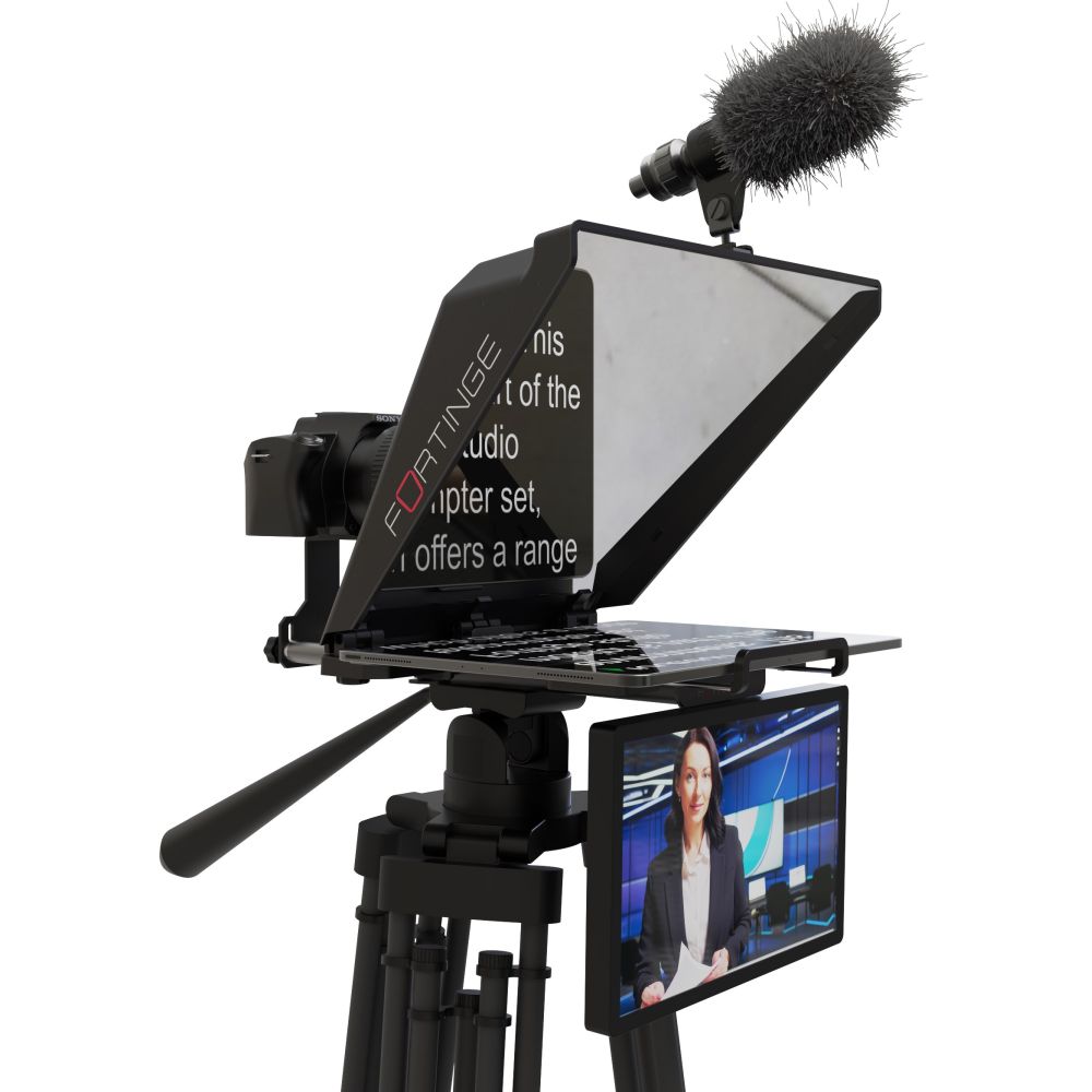 Fortinge Téléprompteur pour tablette jusqu'à 13 pouces avec mini télécommande BT1