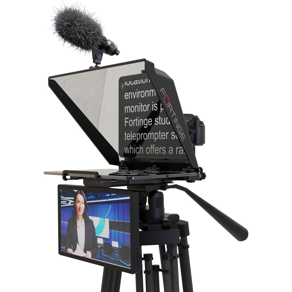 Fortinge Téléprompteur pour tablette jusqu'à 13 pouces avec mini télécommande BT1