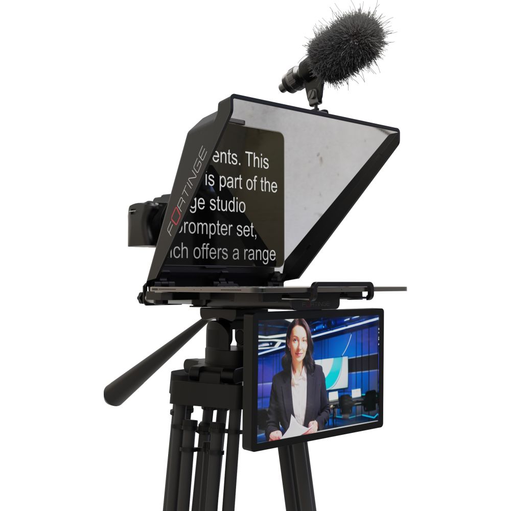 Fortinge Téléprompteur pour tablette jusqu'à 13 pouces avec mini télécommande BT1