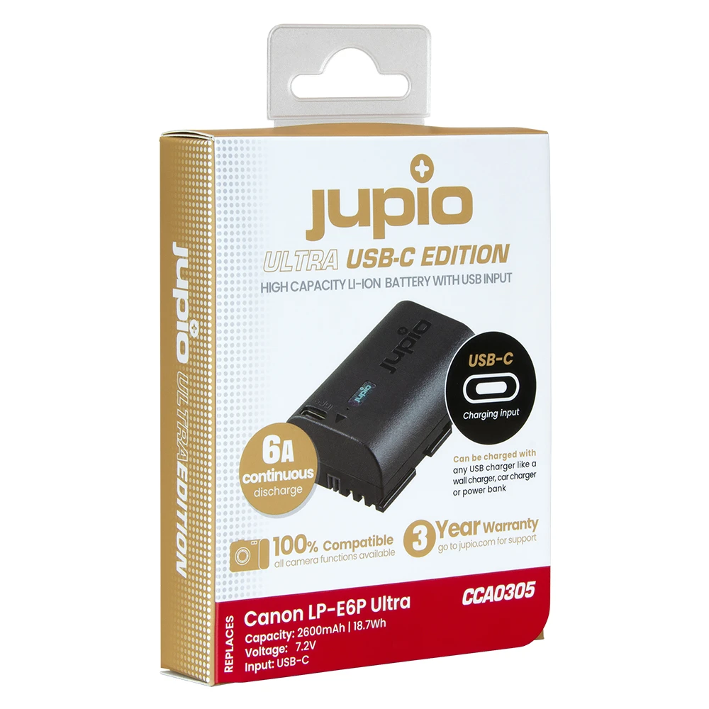 Jupio Canon LP-E6P ULTRA 2600mAh (6A Continuous Discharge)