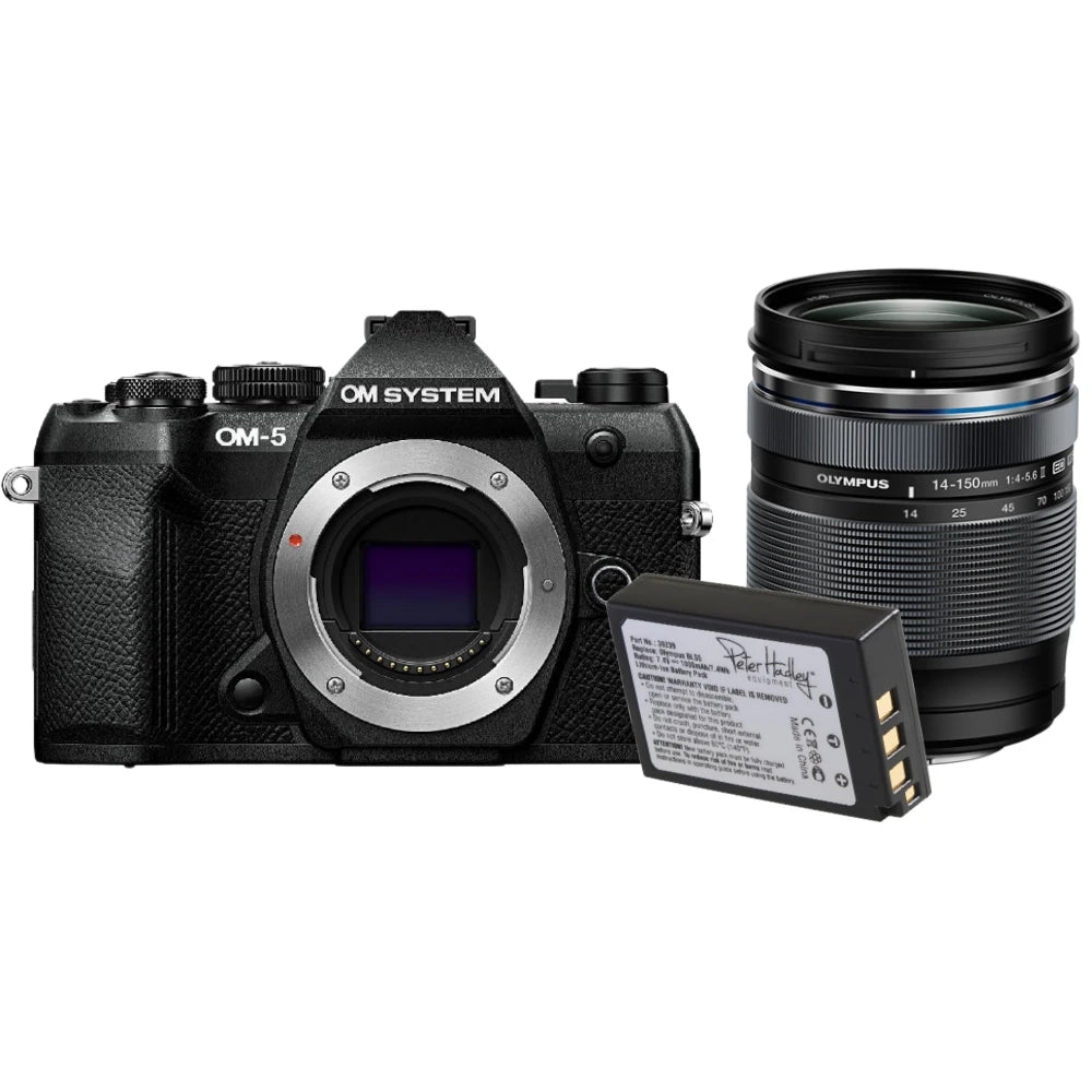 OM SYSTEM OM-5 Mark II schwarz + 14-150mm f/4.0-5.6 ED II + Peter Hadley PS-BLS5