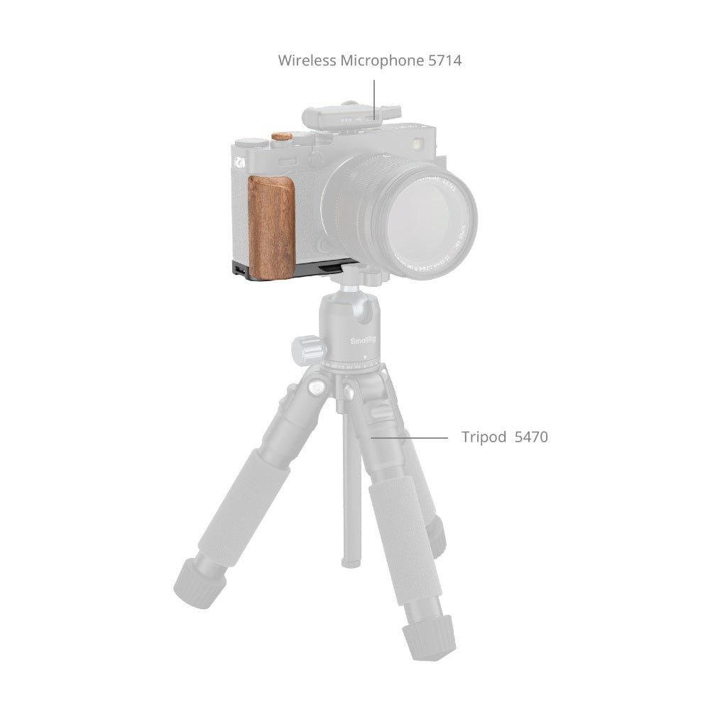 SmallRig 5985 L-Shaped Mount Plate mit Wooden Handle für FUJIFILM X-E5, Rosewood / Black
